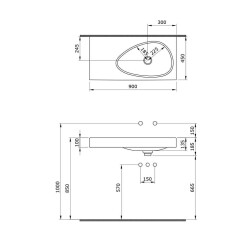 Bocchi Etna Etajerli Lavabo 90 cm Mat Beyaz 1115-002-0125 - 3