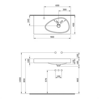 Bocchi Etna Etajerli Lavabo Armatür Delikli 90 cm Mat Antrasit 1115-020-0126 - 2