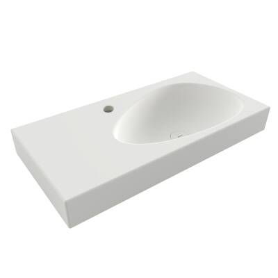 Bocchi Etna Etajerli Lavabo Armatür Delikli 90 cm Mat Beyaz 1115-002-0126 - 1