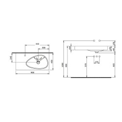 Bocchi Etna Etajerli Lavabo Armatür Delikli 90 cm Mat Beyaz 1115-002-0126 - 2