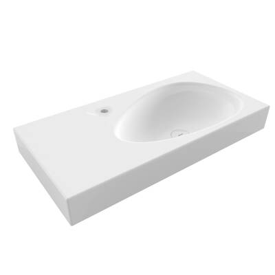 Bocchi Etna Etajerli Lavabo Armatür Delikli 90 cm Parlak Beyaz 1115-001-0126 - 1