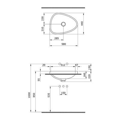 Bocchi Etna Tezgah Üstü Lavabo 58 cm Mat Buz Mavi 1112-029-0125 - 3