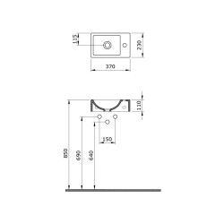 Bocchi Lavabo Milano Dar Sol 37 Cm Parlak Siyah 1418-005-0126 - 2