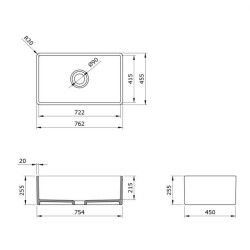 Bocchi Lavello Mutfak Eviyesi 76 cm Parlak Beyaz 1138-001-0120-03 - 6