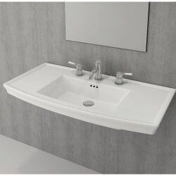 Bocchi Lavita 100 cm Lavabo Bir Armatür Delikli Parlak Beyaz 1168-001-0126 - 1