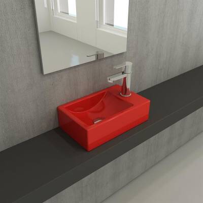 Bocchi Milano Dar Sağ Lavabo 37 Cm Parlak Kırmızı 1419-019-0126 - 2