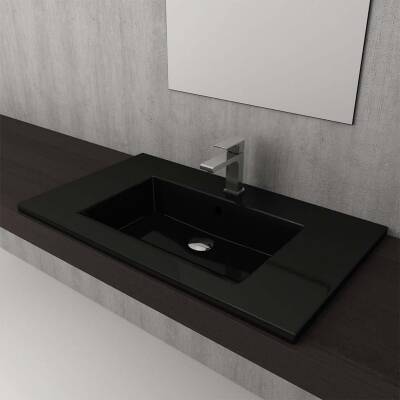 Bocchi Milano Etajerli Lavabo, 100 cm, Parlak Siyah 1105-005-0126 - 3