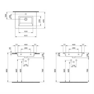 Bocchi Milano Etajerli Lavabo 60 cm Mat Gri 1161-006-0126 - 3