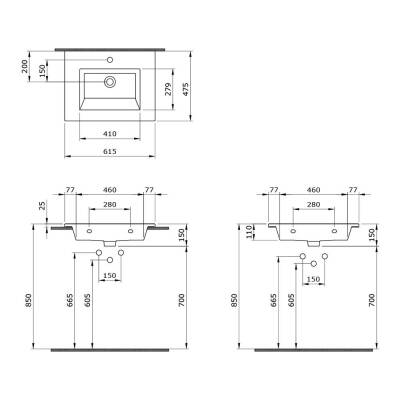 Bocchi Milano Etajerli Lavabo 60 cm Mat Yeşil 1161-027-0126 - 3