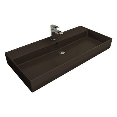 Bocchi Milano Tezgah Üstü Lavabo 100 cm Mat Kahverengi 1378-025-0126 - 1