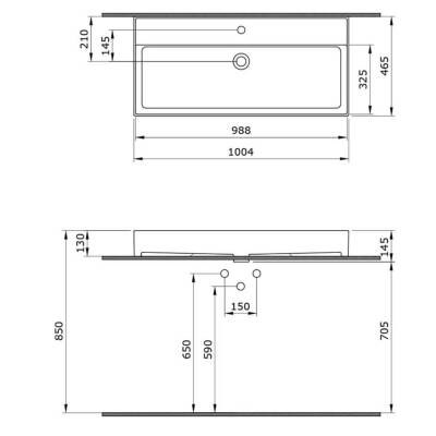 Bocchi Milano Tezgah Üstü Lavabo 100 cm Mat Siyah 1378-004-0126 - 3