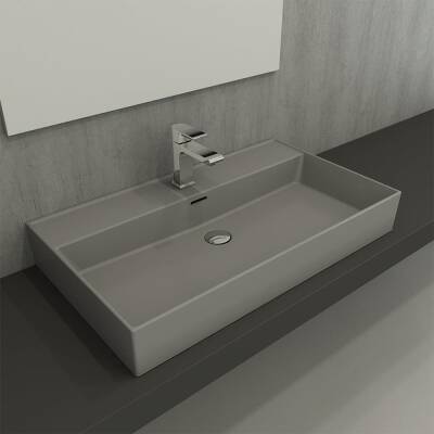 Bocchi Milano Tezgah Üstü Lavabo 80 cm Mat Gri 1377-006-0126 - 2