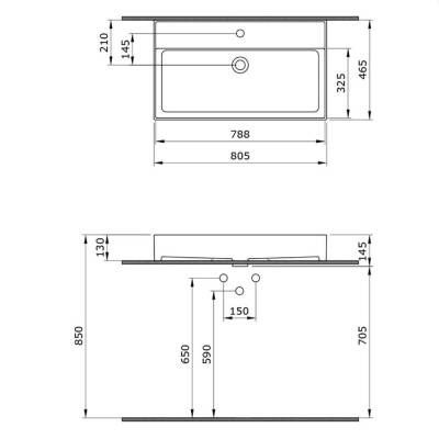 Bocchi Milano Tezgah Üstü Lavabo 80 cm Mat Yasemin 1377-007-0126 - 3