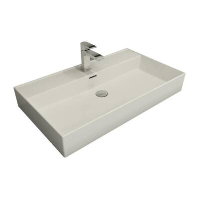 Bocchi Milano Tezgah Üstü Lavabo 80 cm Parlak Beyaz 1377-001-0126 - 1