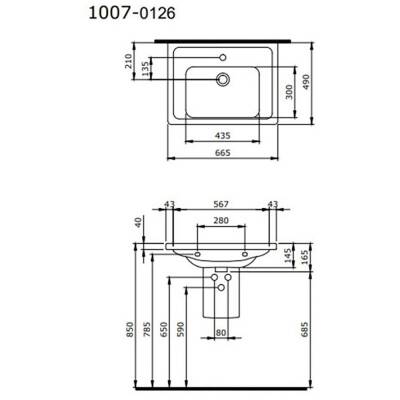 Bocchi Taormina Pro Etajerli Lavabo Mat Yasemin 65 Cm 1007-007-0126 - 2