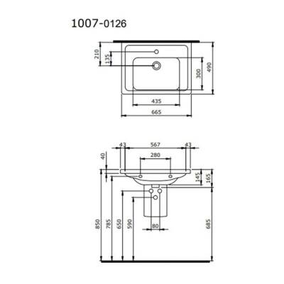 Bocchi Taormina Pro Etajerli Lavabo Parlak Beyaz 65 Cm 1007-001-0126 - 2