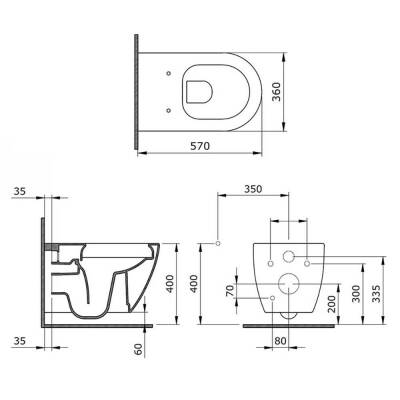 Bocchi Venezia Asma Klozet Rimless Kanalsız, Mat Beyaz Kapak Hariç 1295-002-0128 - 2