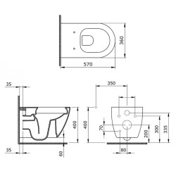 Bocchi Venezia Asma Klozet Rimless Kanalsız, Mat Beyaz Kapak Hariç 1295-002-0128 - 2