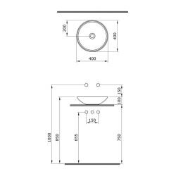 Bocchi Venezia Çanak Lavabo 40 cm Parlak Siyah 1120-005-0125 - 3