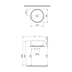 Bocchi Venezia Çanak Lavabo 45 cm Gri 1119-006-0125 - 2