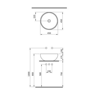 Bocchi Venezia Çanak Lavabo 45 cm Gri 1119-006-0125 - 2