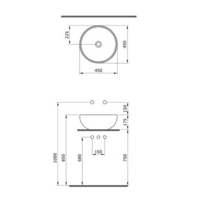 Bocchi Venezia Çanak Lavabo 45 cm Parlak Beyaz 1119-001-0125 - 2