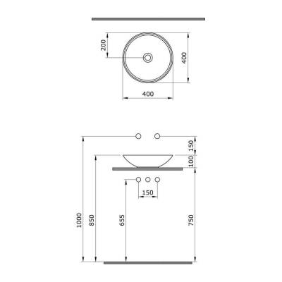 Bocchi Venezia Çanak Lavabo Mat Beyaz 40 cm 1120-002-0125 - 3