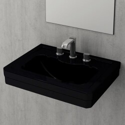 Bocchi Verona Tek Armatür Delikli Lavabo 61 cm Parlak Siyah 1041-005-0126 - 1