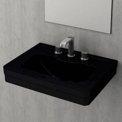 Bocchi Verona Tek Armatür Delikli Lavabo 61 cm Parlak Siyah 1041-005-0126 - 1