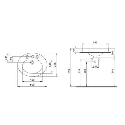 Bocchi Verona Tezgah Üstü Lavabo, 60 cm, Parlak Beyaz 1048-061-0126 - 2