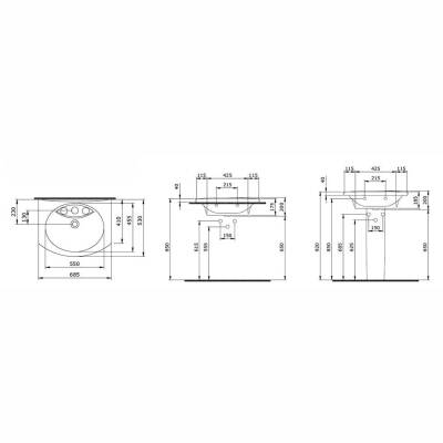 Bocchi Verona Üç Armatür Delikli Lavabo 70 cm Parlak Beyaz 1045-061-0127 - 2