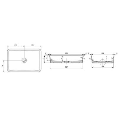 Bocchi Sottile Slim Line Çanak Lavabo 55 Cm Parlak Beyaz 1476-001-0125 - 3