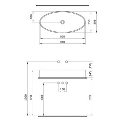 Bocchi Vessel Elips Çanak Lavabo 85 Cm Mat Beyaz 1014-002-0125 - 3