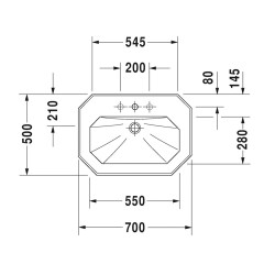 Duravit 1930 Seri Lavabo 70 cm Üç Delikli Beyaz 0438700030 - 2