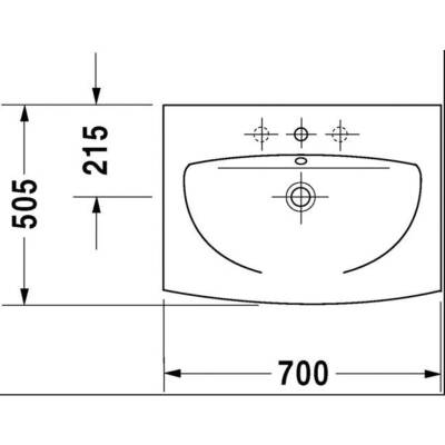 Duravit Caro Lavabo 70cm Tek Batarya Delikli Beyaz 0434700000 - 3