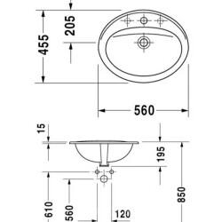 Duravit Duraplus Yarım Tezgah Üstü Lavabo 56cm 0472560041 - 3