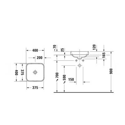 Duravit Happy D.2 Plus Tezgah Üstü Lavabo 40 cm Beyaz-Mat Antrasit 2359406100 - 3