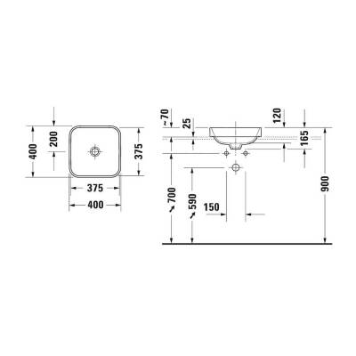 Duravit Happy D.2 Plus Lavabo Çanak 40 x 40 cm Beyaz 2359400000 - 2