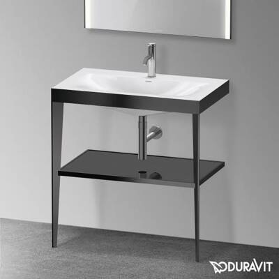 DRV XVIU LAVABO KONSOL 80cm SİYAH CAM RAFLI - 1