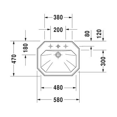 Duravit Lavabo Üstten Geçme 1930 Seri 58 cm 0476580000 - 2