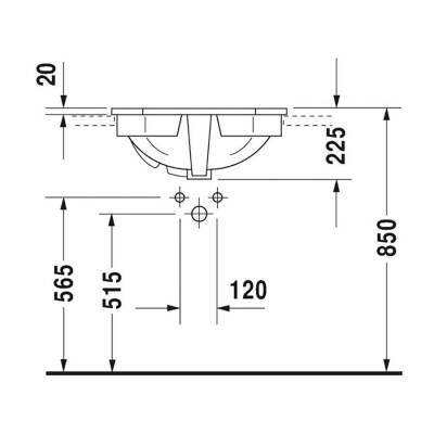 Duravit Lavabo Üstten Geçme 1930 Seri 58 cm Üç Delikli 0476580030 - 3