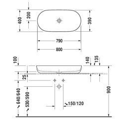 Duravit Luv DuraCeram Çanak Lavabo Satin Mat Gri 80 cm - 2