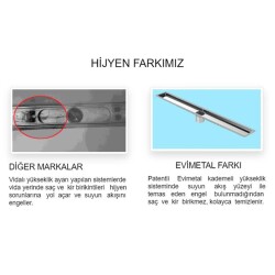 Evimetal Prodiline Duş Kanalı 60 cm 304 Kalite Paslanmaz Kokusuz Yan çık. PDK.1050.60.1.S.I - 8