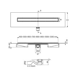 Evimetal Proline Nova Duş Kanalı 60 Cm Yandan Çıkışlı Satine P1H24L60S1 - 6