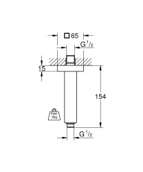 Grohe Rainshower® Tavan İniş Borusu 154 mm - 27711000 - 2