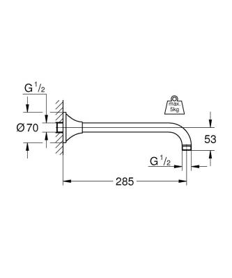 Grohe Tepe Duşu Dirseği 285 mm Grandera Krom - 27986000 - 3