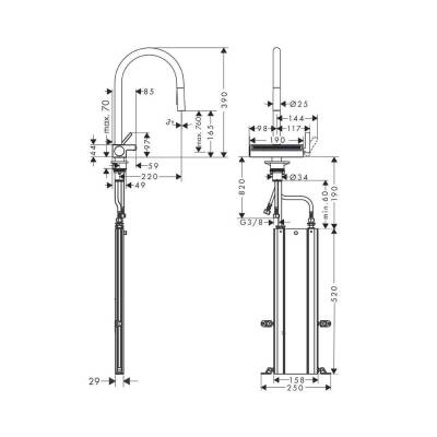 Hansgrohe Aquno Select M81 Eviye Bataryası Krom 73831000 - 5