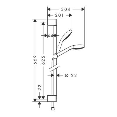 Hansgrohe Croma Select S Duş Seti Vario, 65 cm Duş Barı 26562400 - 2