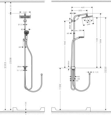 Hansgrohe Duş Kolonu 240 1 Jet, EcoSmart, 9 lt/dk, Reno Kare Tepe Duşlu Crometta E 27289000 - 3