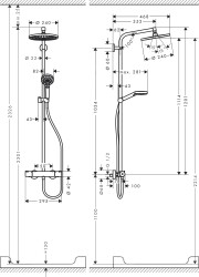 Hansgrohe Duş Kolonu 240 1 Jet, Ecosmart, 9 lt/dk, Termostat İle ( Tepe Duşu Yuvarlak ) Crometta S 27268000 - 4